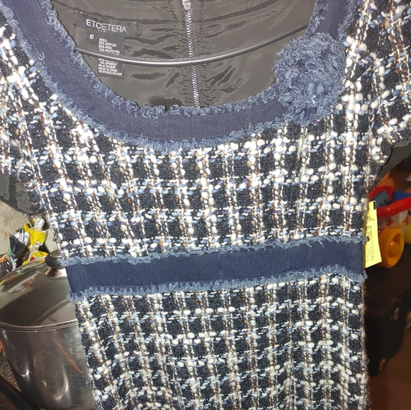 Etcetera Tweed Denim Dress Size 6 T 1989 - Picture 3 of 6